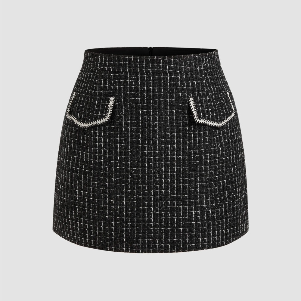 NWT BLACK TWEED MID RISE MINI SKIRT CURVE & PLUS